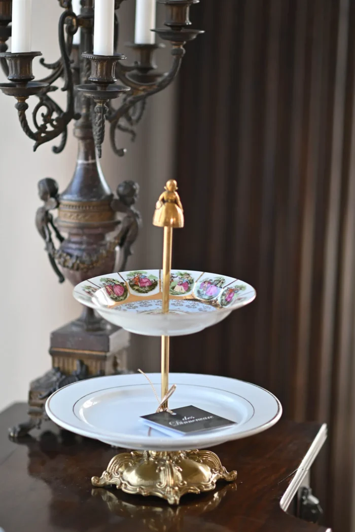 doll topped double tiered platter